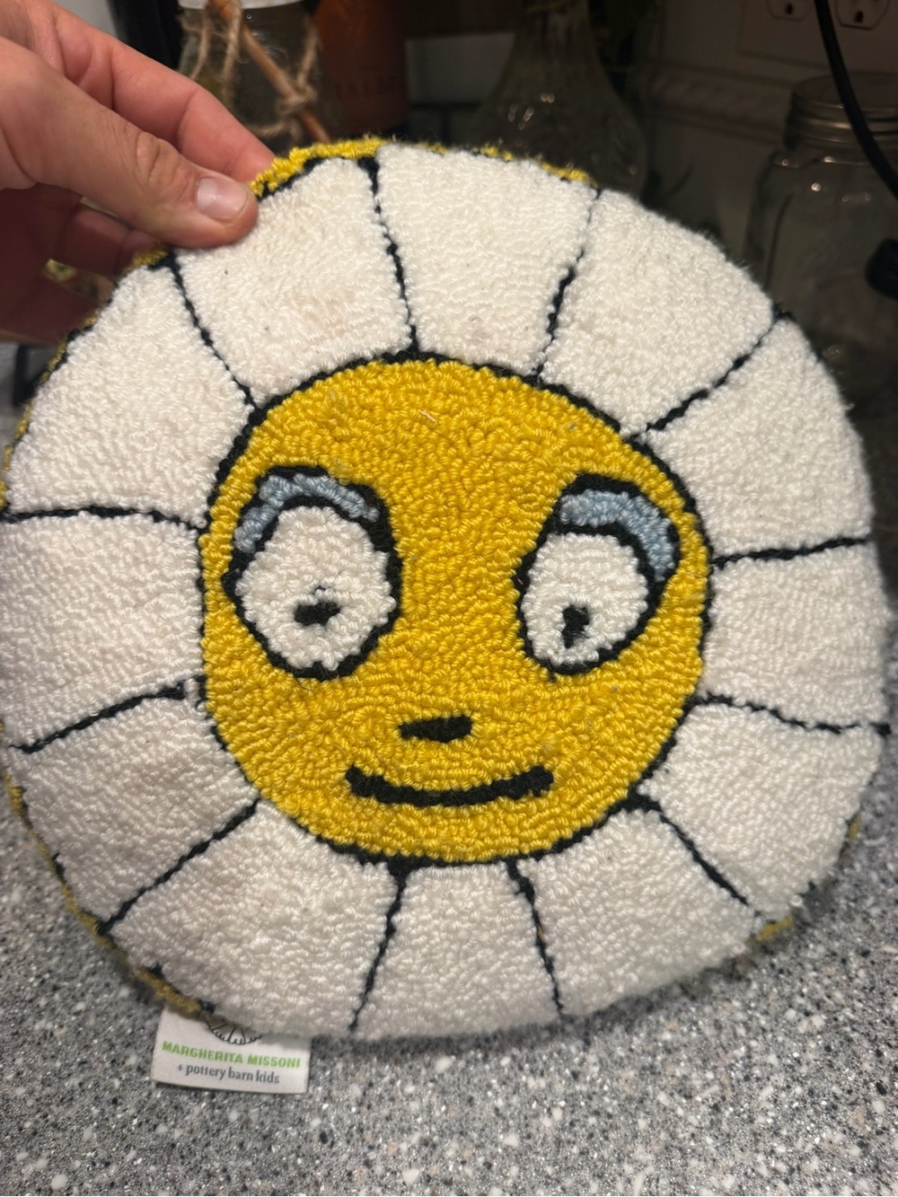 Margherita Missoni x Pottery Barn Kids Yellow Smiley Flower Kids Pillow
